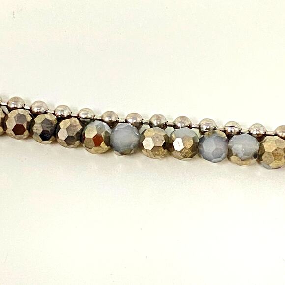 CHLOE + ISABEL 2 Strand Necklace Faceted Gemstone Silver Tone Ball Bead Chain - Picture 5 of 6